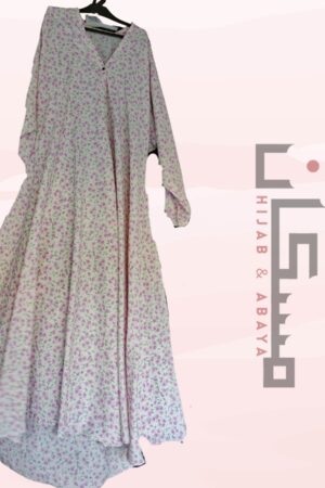 Light Floral Button-Front Abaya
