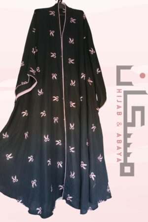 The pink Ribbon Charm Open Abaya
